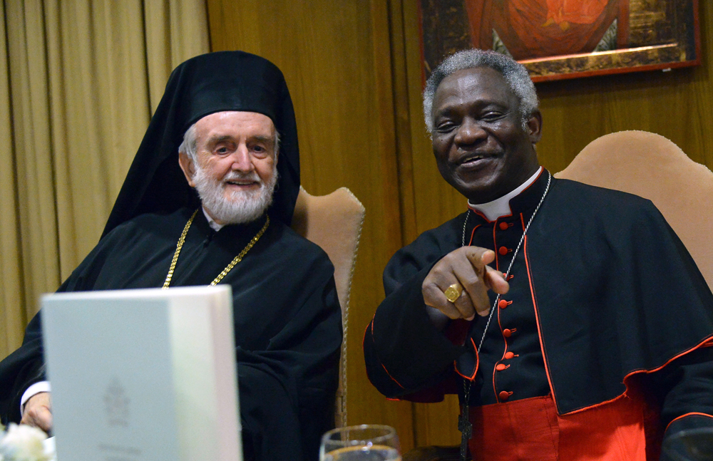 il Cardinale Peter Kodwo Appiah Turkson e il metropolita ortodosso di Pergamo John Zizioulas