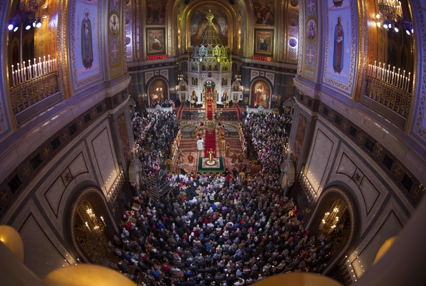 La Pasqua in una chiesa ortodossa russa di Mosca
